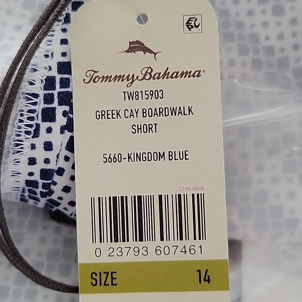 NWT Tommy Bahama Greek Cay Boardwalk Short Blue White Size 14 - Picture 7 of 7